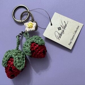 NWT Patricia Nash Raffia Strawberry Keychain Bag Charm